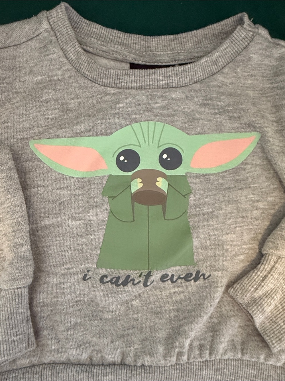 Star Wars Grey Sweatshirt with Green Baby Yoda Graphic